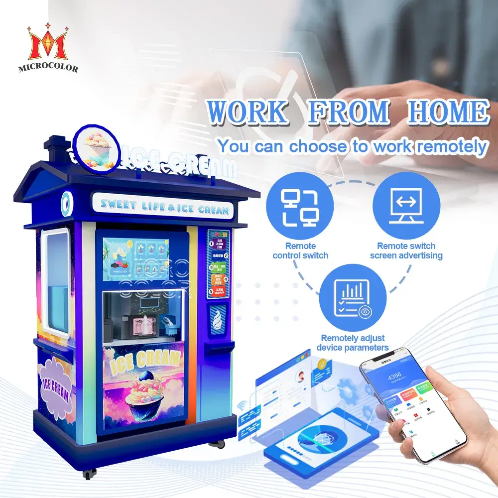 Máy bán kem tự động hoàn toàn ngoại trời, phục vụ tự động với đồng xu, kem mềm tươi ngon