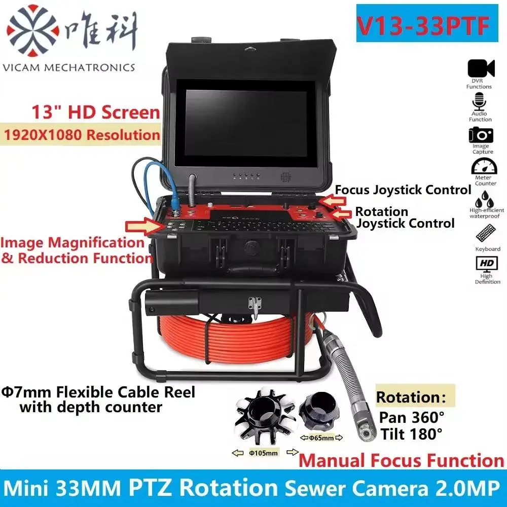Máy quay cầm tay vệ sinh cống với màn hình 13.3 inch - Camera CCTV tiện lợi hình ảnh 12-description