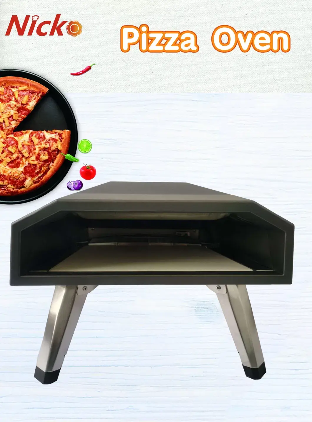 Lò nướng pizza di động BBQ cho món thịt bò và lò nướng pizza tiện ích hình ảnh 13-description