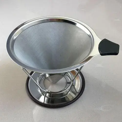 Thiết bị lọc cà phê và trà từ thép không gỉ, lưới mịn kép, công cụ thủ công chất lượng