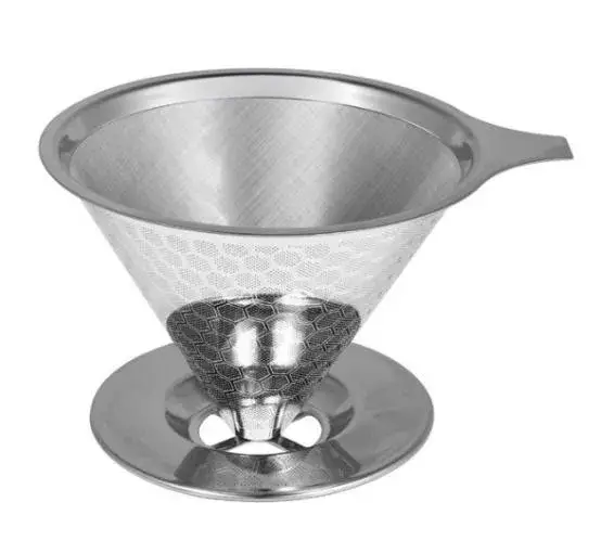 Thiết bị lọc cà phê và trà từ thép không gỉ, lưới mịn kép, công cụ thủ công chất lượng hình ảnh 20-description