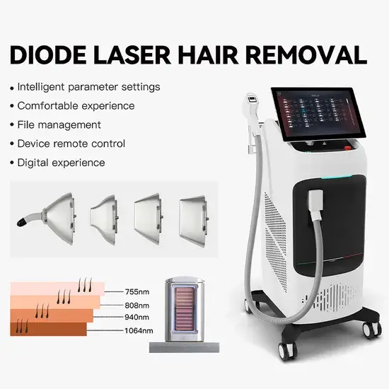 Máy triệt lông chuyên nghiệp sử dụng công nghệ laser Alexandrite Platinum và diode