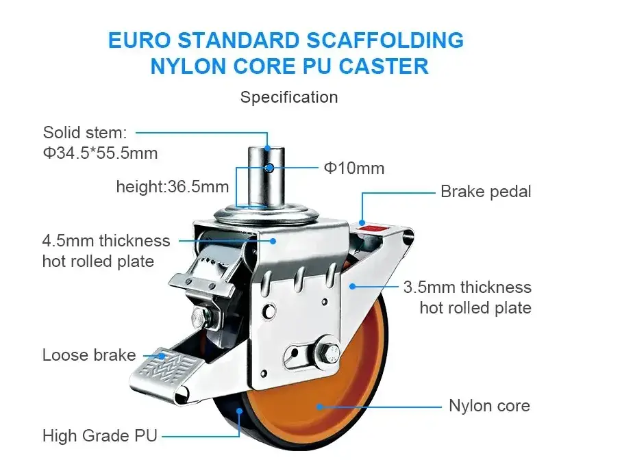 Bánh xe đỡ giàn giáo chất lượng cao làm từ chất liệu PU hình ảnh 18-description