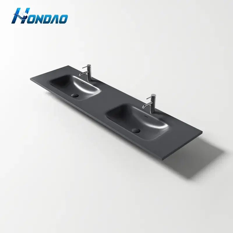 Bán bồn rửa treo tường chất lượng cao từ đá cẩm thạch trắng, bồn rửa console hình chữ nhật đá nhân tạo