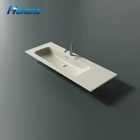 Bán bồn rửa treo tường chất lượng cao từ đá cẩm thạch trắng, bồn rửa console hình chữ nhật đá nhân tạo