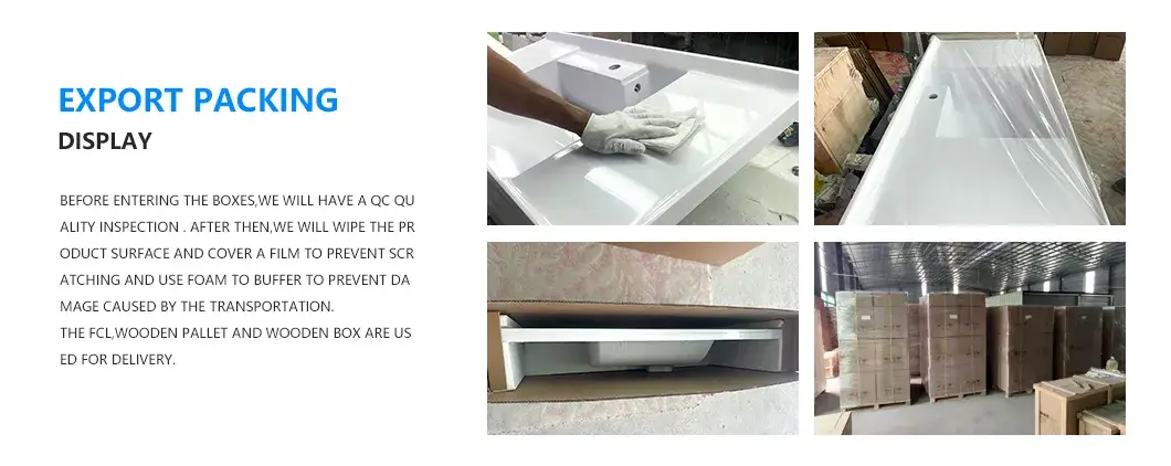 Bán bồn rửa treo tường chất lượng cao từ đá cẩm thạch trắng, bồn rửa console hình chữ nhật đá nhân tạo hình ảnh 12-description