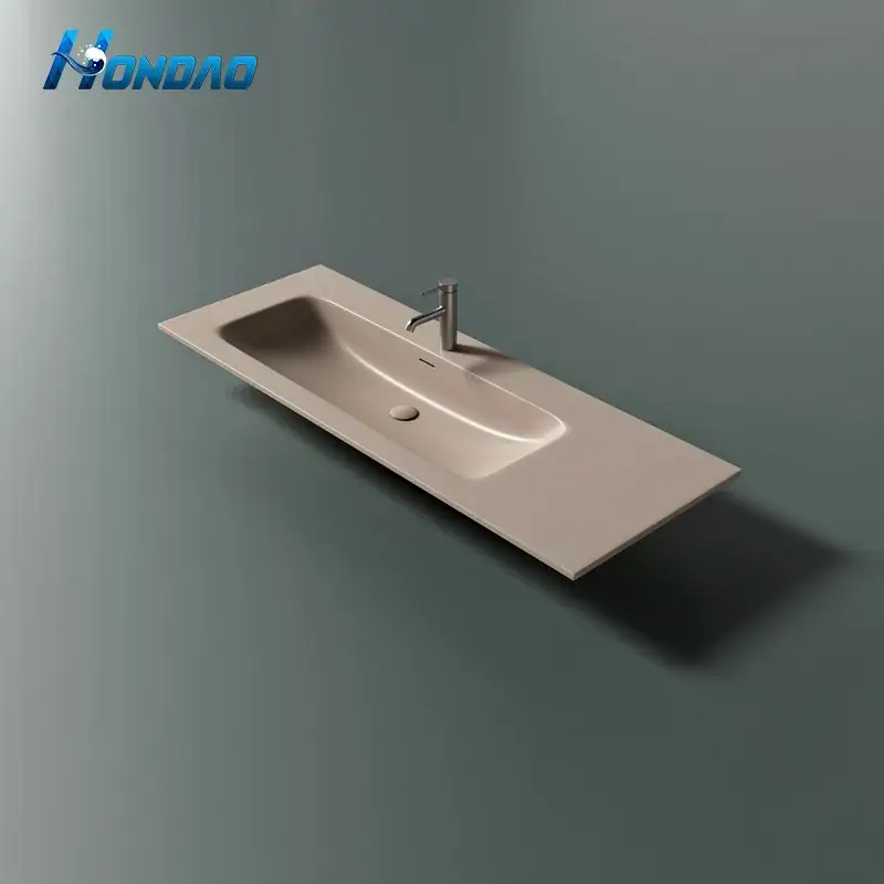 Bán bồn rửa treo tường chất lượng cao từ đá cẩm thạch trắng, bồn rửa console hình chữ nhật đá nhân tạo