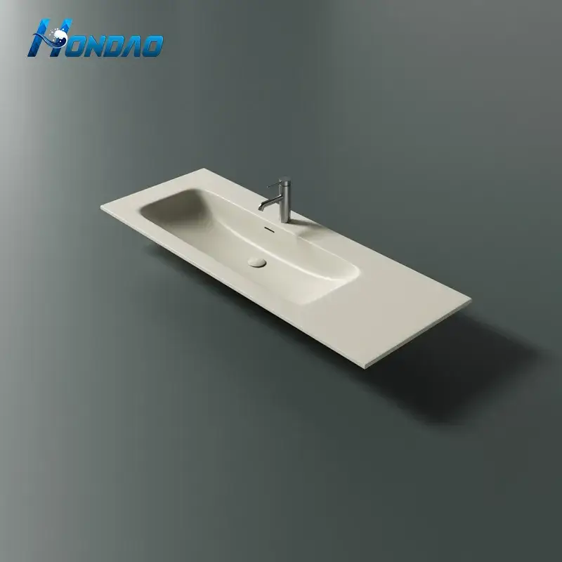 Bán bồn rửa treo tường chất lượng cao từ đá cẩm thạch trắng, bồn rửa console hình chữ nhật đá nhân tạo