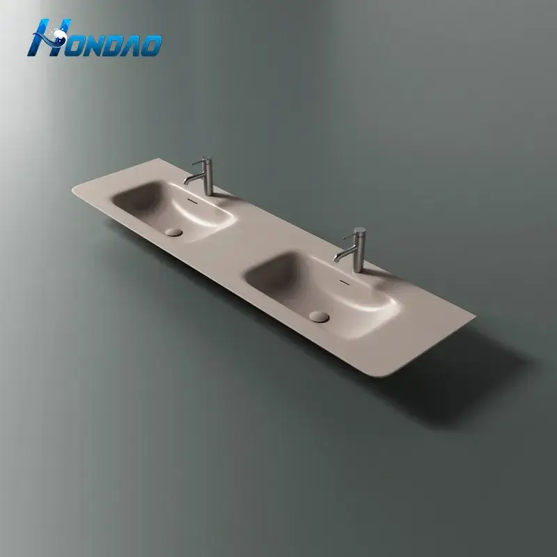 Bán bồn rửa treo tường chất lượng cao từ đá cẩm thạch trắng, bồn rửa console hình chữ nhật đá nhân tạo