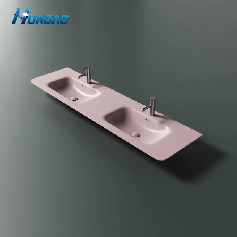 Bán bồn rửa treo tường chất lượng cao từ đá cẩm thạch trắng, bồn rửa console hình chữ nhật đá nhân tạo
