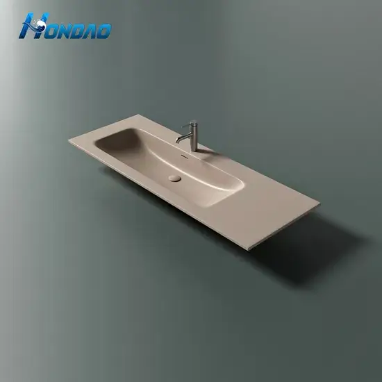 Bán bồn rửa treo tường chất lượng cao từ đá cẩm thạch trắng, bồn rửa console hình chữ nhật đá nhân tạo