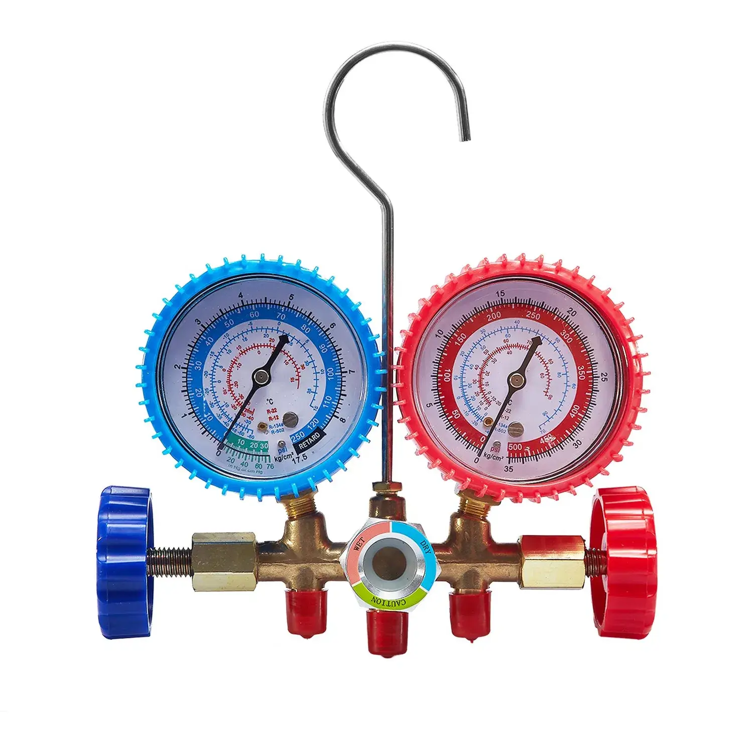 Đồng hồ đo manifold R404A được làm từ đồng, có kính quan sát
