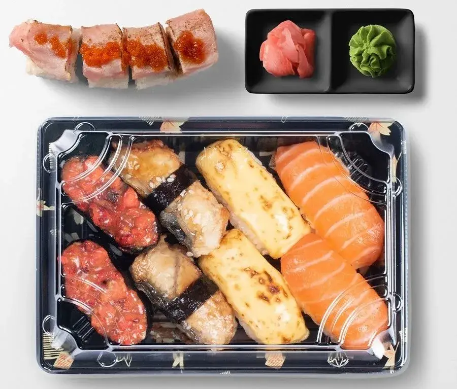 Hộp nhựa chữ nhật dành cho thú cưng để đựng sushi có nắp đậy hình ảnh 21-description