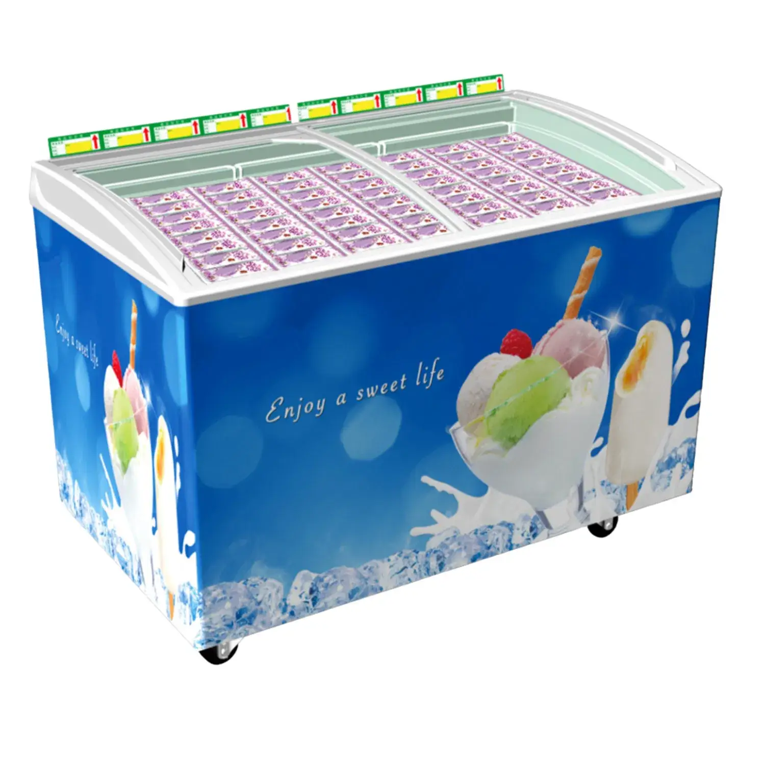 Kệ Lạnh Topping Có Nắp Kính - Bảo Vệ Kem Trong Tủ Đông