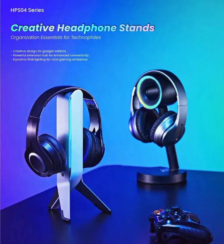 Giá đỡ tai nghe hình vòng tích hợp sạc không dây và đèn RGB cho người chơi game hình ảnh 12-description