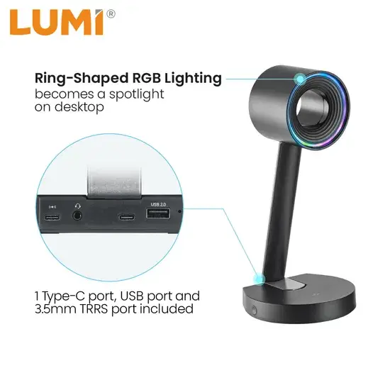 Giá đỡ tai nghe hình vòng tích hợp sạc không dây và đèn RGB cho người chơi game