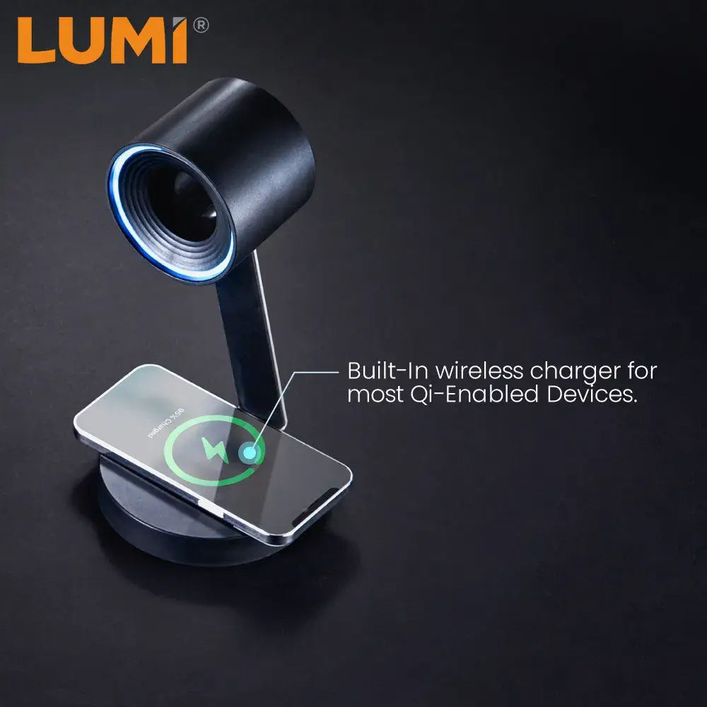 Giá đỡ tai nghe hình vòng tích hợp sạc không dây và đèn RGB cho người chơi game