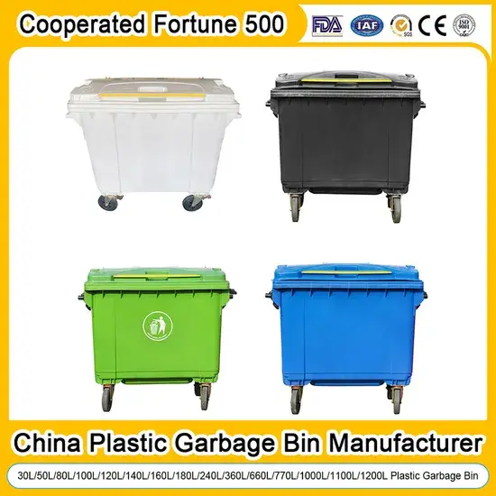 Thùng chứa chất thải ngoại trời có bánh xe dung tích 660L và 1100L