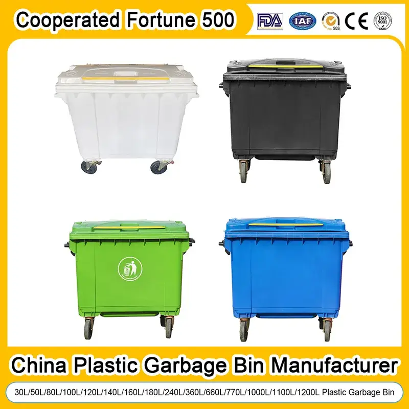 Thùng rác nhựa dung tích lớn từ 100 đến 1200 lít chất lượng bền bỉ và đáng tin cậy