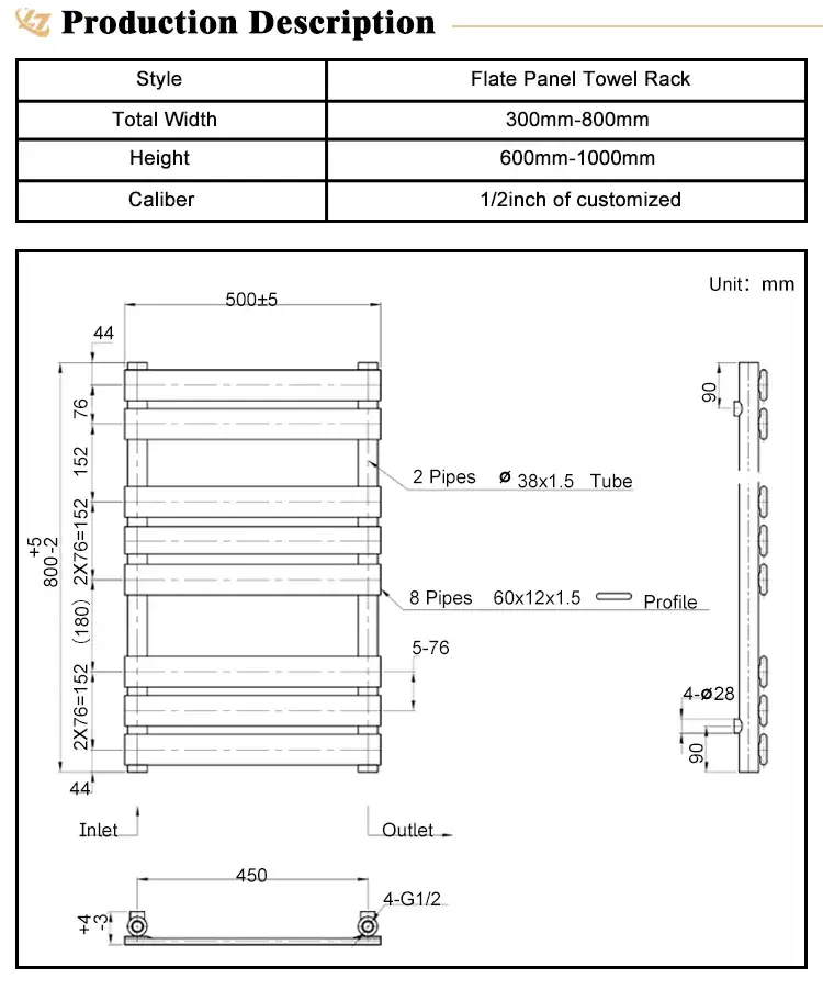 Thiết bị sưởi ấm cho khăn từ thép tự điều chỉnh hình ảnh 13-description