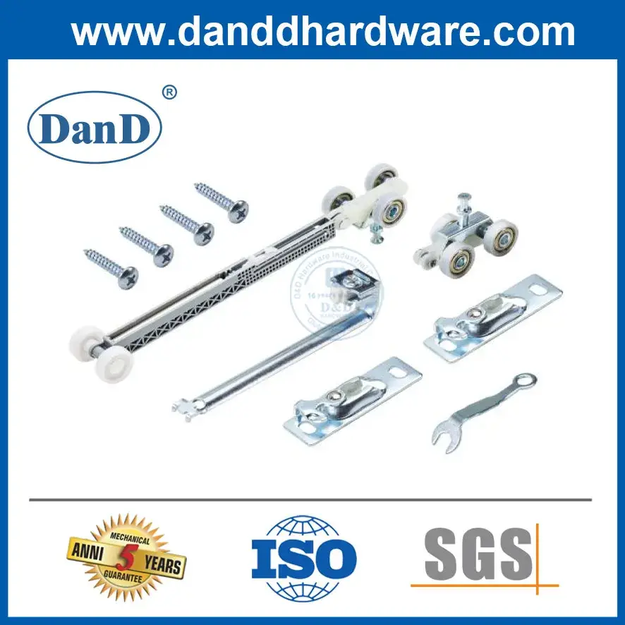 Bộ phụ kiện bản lề cửa barn cho cửa đôi màu bạc - Tạo sự thuận tiện với bánh xe di chuyển