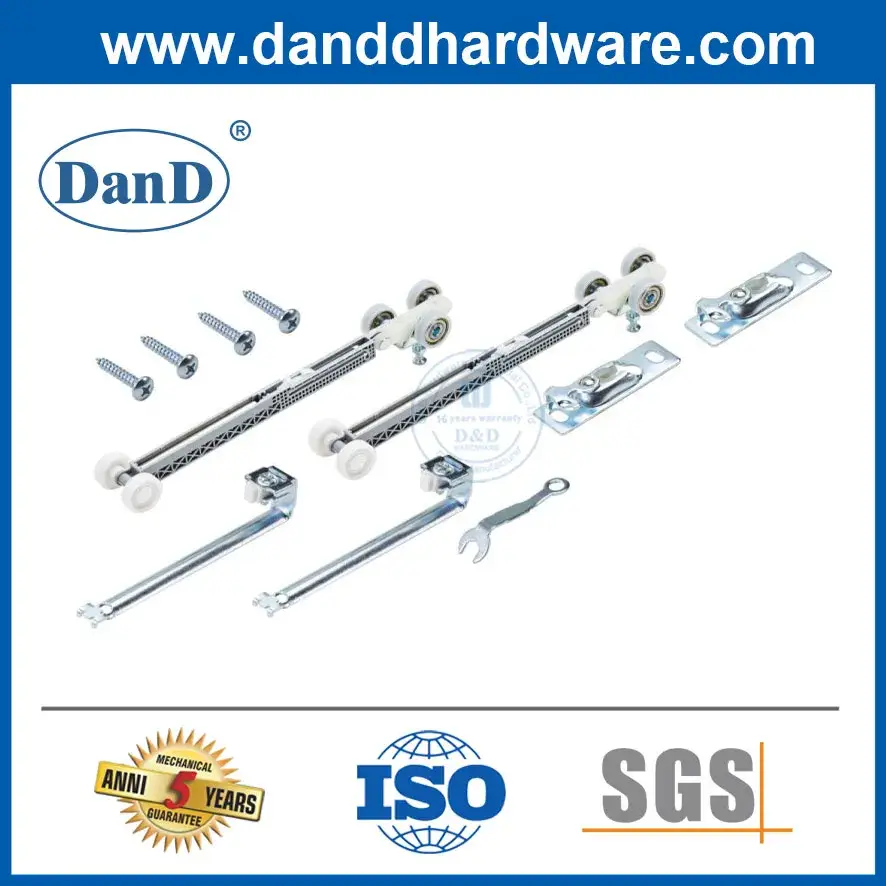 Bộ phụ kiện bản lề cửa barn cho cửa đôi màu bạc - Tạo sự thuận tiện với bánh xe di chuyển