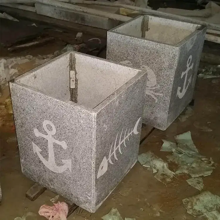 Chậu hoa đá granite mịn, thiết kế đơn giản dành cho dự án trồng cây vườn