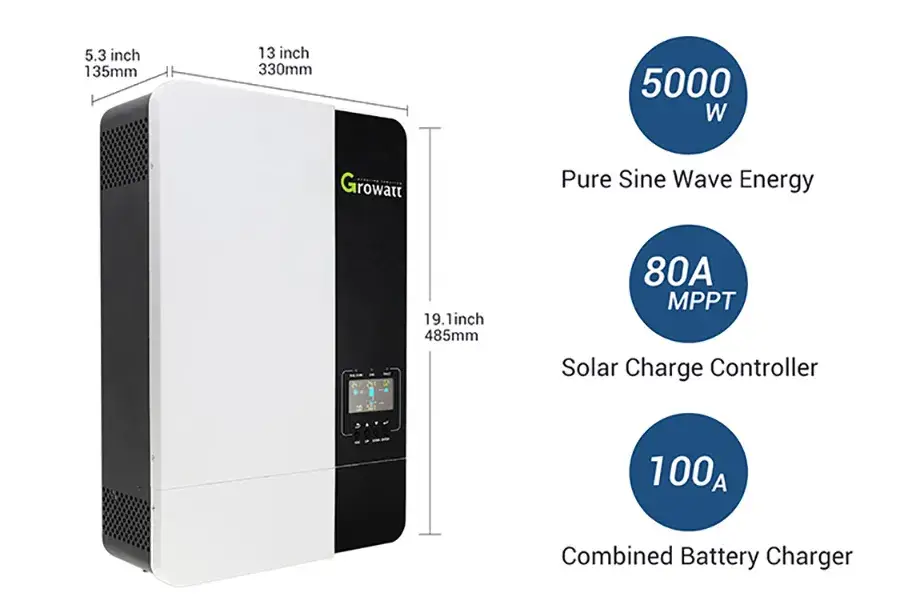 Bộ Inverter năng lượng mặt trời Hybrid 3500W/5000W Growatt - Sóng Sin hiệu quả hình ảnh 14-description