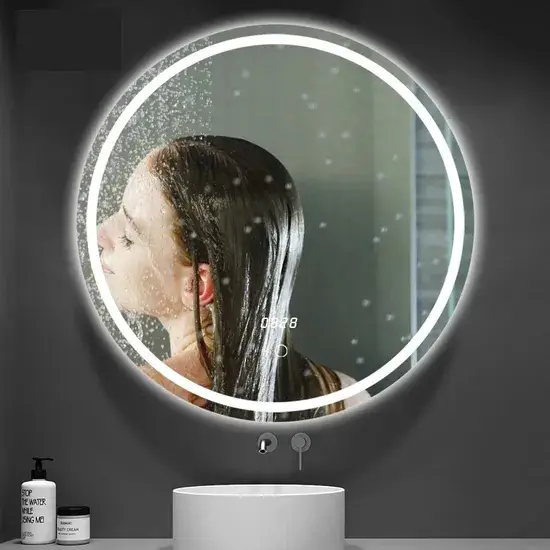 Gương phòng tắm mỏng chống sương mù với đèn LED sáng chiếu viền gương