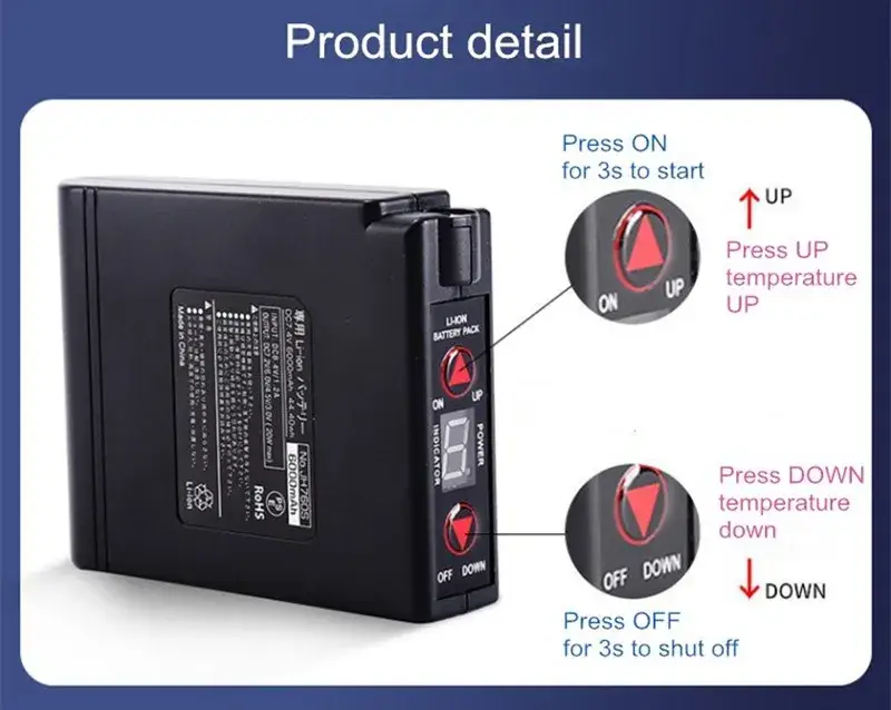 Pin Lithium 7.4V 4400mAh thông minh dành cho áo khoác sưởi quạt - Sức mạnh và độ bền từ nguồn năng lượng tiên tiến hình ảnh 12-description