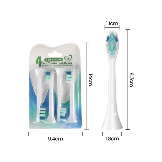 Đầu bàn chải điện sóng siêu âm với lông mềm DuPont, thiết kế dày dặn, phù hợp với nhiều thương hiệu uy tín