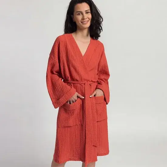 Áo choàng tắm gauze cotton cho phụ nữ, áo choàng ngủ cotton dành cho phái đẹp