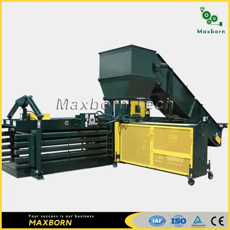 Máy ép tái chế giấy tự động kích thước lớn, sử dụng hai động cơ thủy lực / Máy ép ngang cho tái chế bìa cứng, giấy, thùng carton và nhựa hình ảnh 19-description