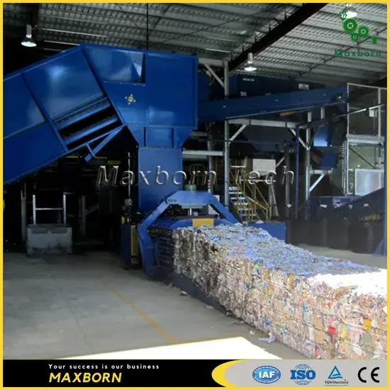 Máy ép tái chế giấy tự động kích thước lớn, sử dụng hai động cơ thủy lực / Máy ép ngang cho tái chế bìa cứng, giấy, thùng carton và nhựa