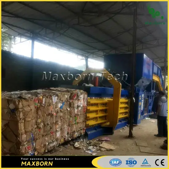 Máy ép tái chế giấy tự động kích thước lớn, sử dụng hai động cơ thủy lực / Máy ép ngang cho tái chế bìa cứng, giấy, thùng carton và nhựa