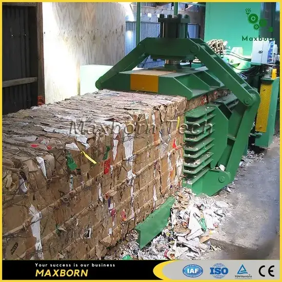 Máy ép tái chế giấy tự động kích thước lớn, sử dụng hai động cơ thủy lực / Máy ép ngang cho tái chế bìa cứng, giấy, thùng carton và nhựa