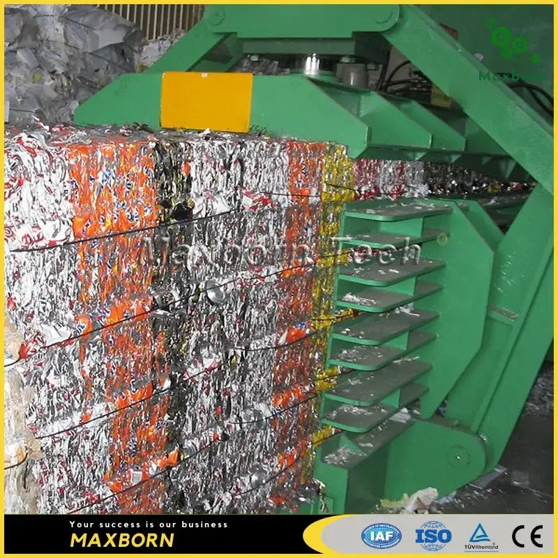 Máy ép tái chế giấy tự động kích thước lớn, sử dụng hai động cơ thủy lực / Máy ép ngang cho tái chế bìa cứng, giấy, thùng carton và nhựa