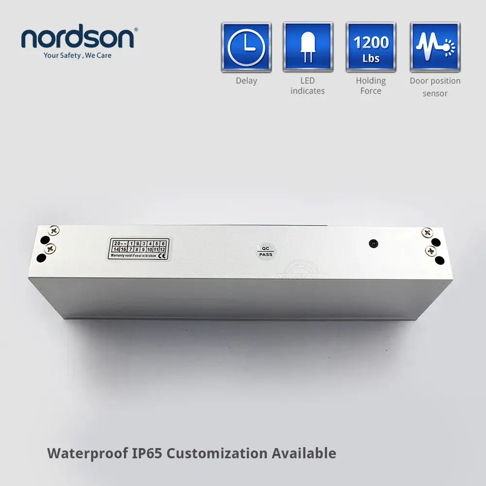 Độ bền lên đến 600kg/1200 Lbs với Hệ thống khóa cửa an toàn DC12V hoặc DC24V và tín hiệu cửa đảm bảo