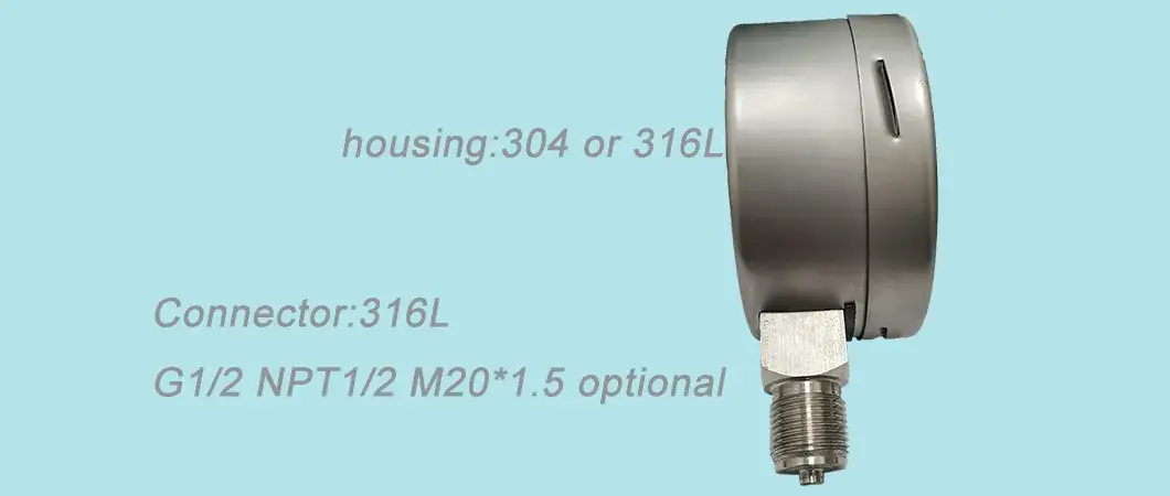 Đồng hồ đo áp suất ống Bourdon vỏ thép không gỉ, phạm vi đo 0-100MPa cho đo áp suất dầu hình ảnh 14-description