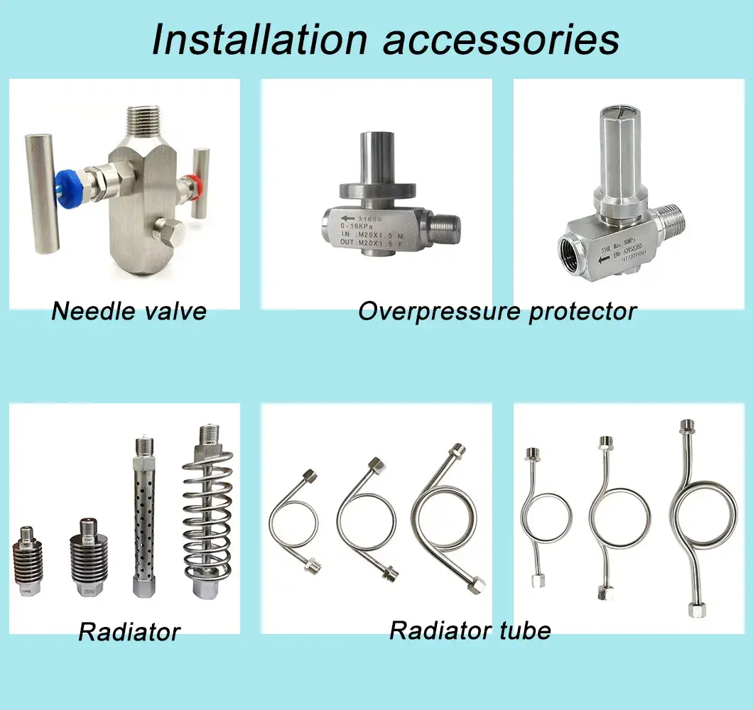 Đồng hồ đo áp suất ống Bourdon vỏ thép không gỉ, phạm vi đo 0-100MPa cho đo áp suất dầu hình ảnh 16-description