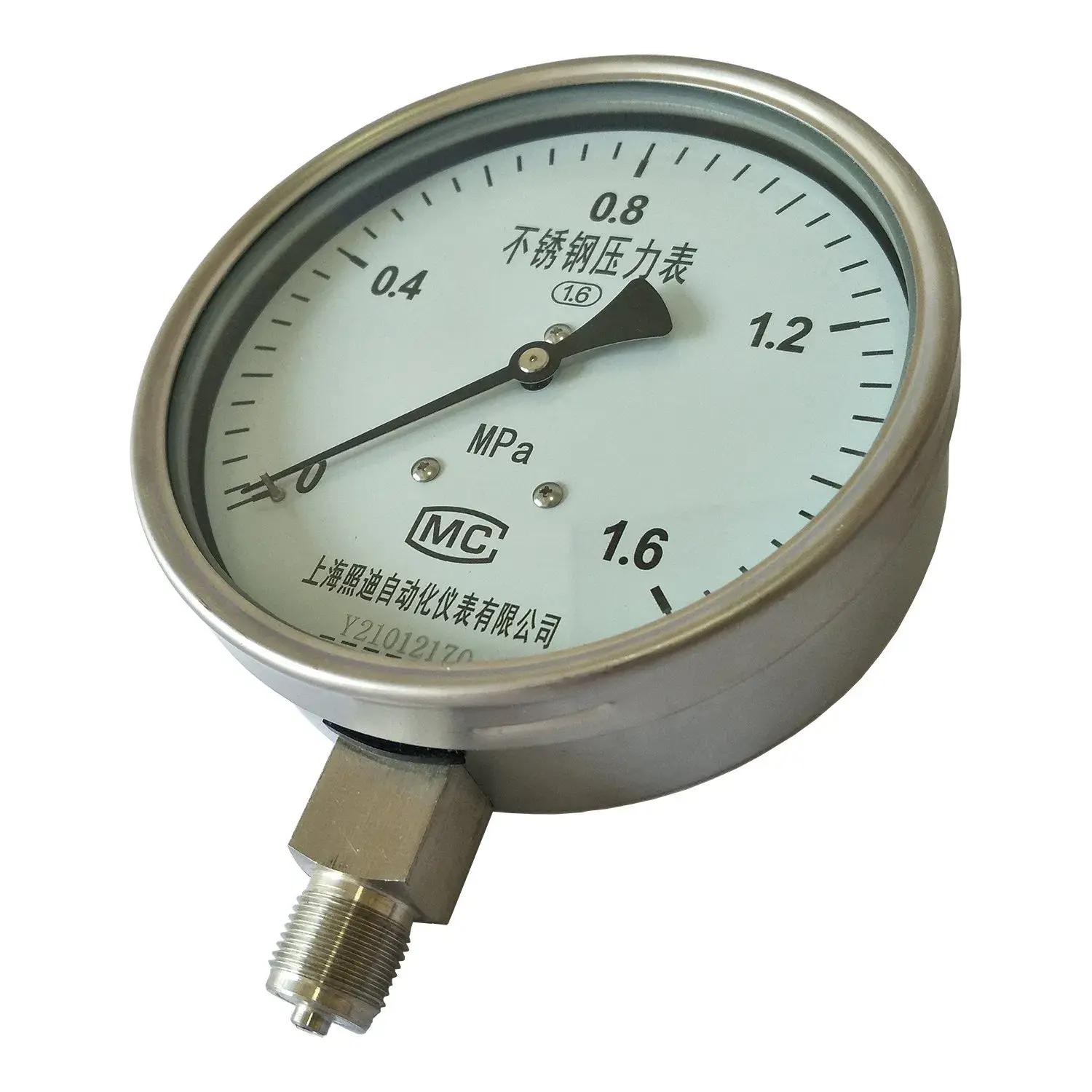 Đồng hồ đo áp suất ống Bourdon vỏ thép không gỉ, phạm vi đo 0-100MPa cho đo áp suất dầu