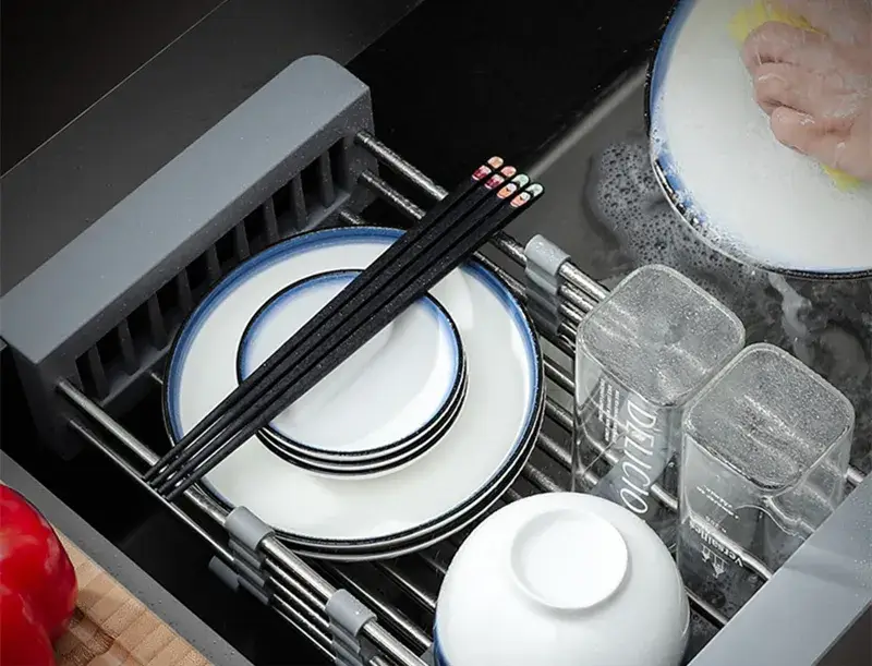 Rổ thoát nước đa năng bằng chất liệu thép không gỉ, tiện dụng cho bếp và bồn rửa hình ảnh 14-description