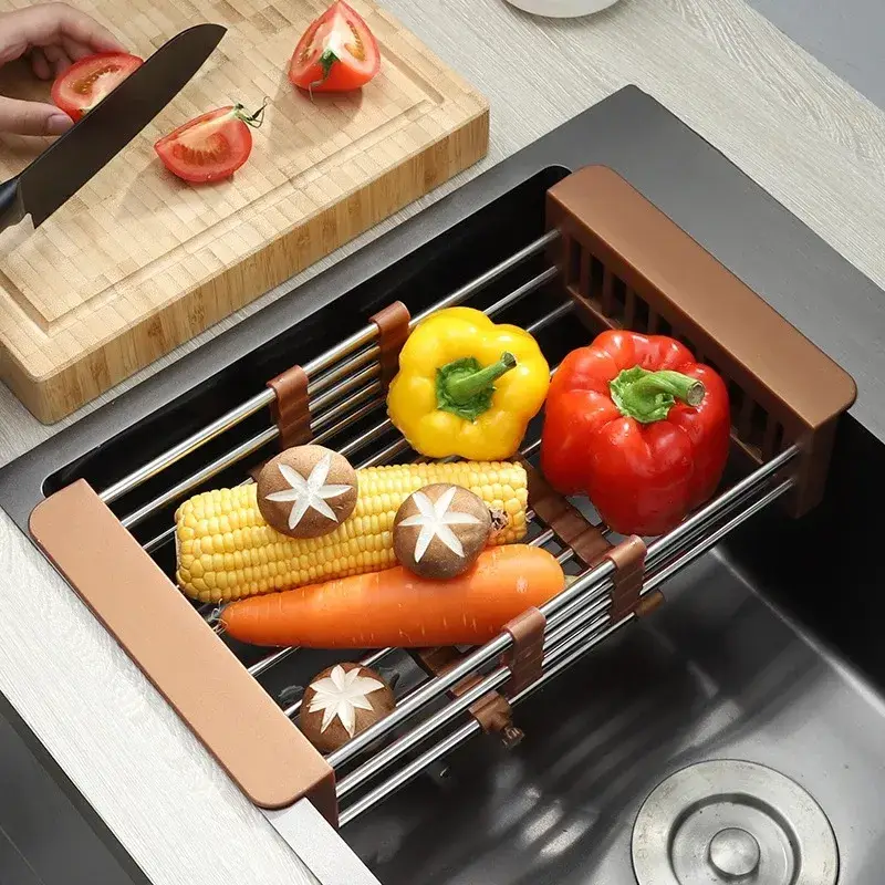 Rổ thoát nước đa năng bằng chất liệu thép không gỉ, tiện dụng cho bếp và bồn rửa
