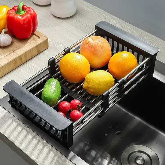 Rổ thoát nước đa năng bằng chất liệu thép không gỉ, tiện dụng cho bếp và bồn rửa hình ảnh 1-description