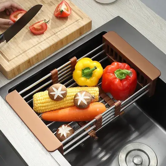 Rổ thoát nước đa năng bằng chất liệu thép không gỉ, tiện dụng cho bếp và bồn rửa