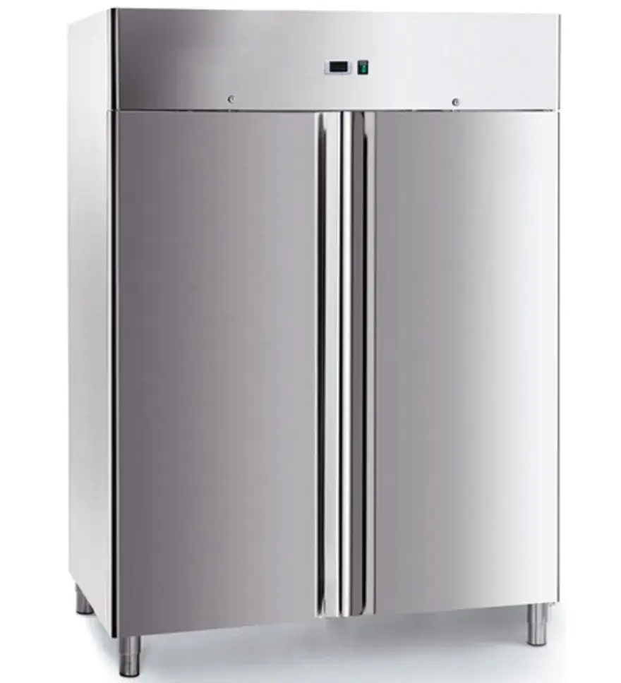 Tủ lạnh đứng với chất liệu thép không gỉ màu bạc phù hợp cho nhà bếp kinh doanh, có thể lắp thêm bánh xe theo nhu cầu hình ảnh 17-description
