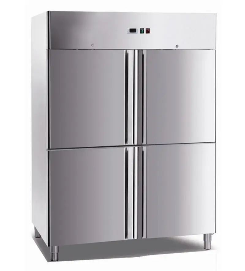 Tủ lạnh đứng với chất liệu thép không gỉ màu bạc phù hợp cho nhà bếp kinh doanh, có thể lắp thêm bánh xe theo nhu cầu hình ảnh 20-description