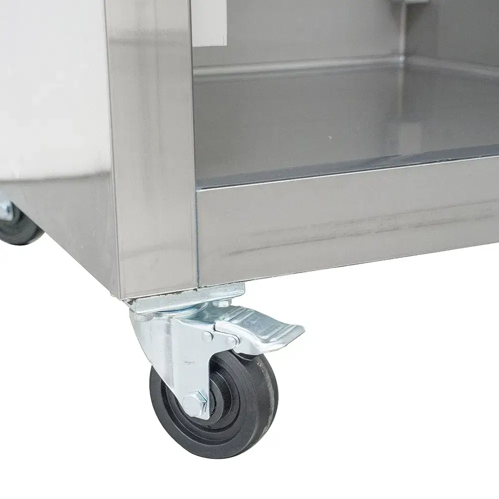 Tủ lạnh đứng với chất liệu thép không gỉ màu bạc phù hợp cho nhà bếp kinh doanh, có thể lắp thêm bánh xe theo nhu cầu hình ảnh 23-description