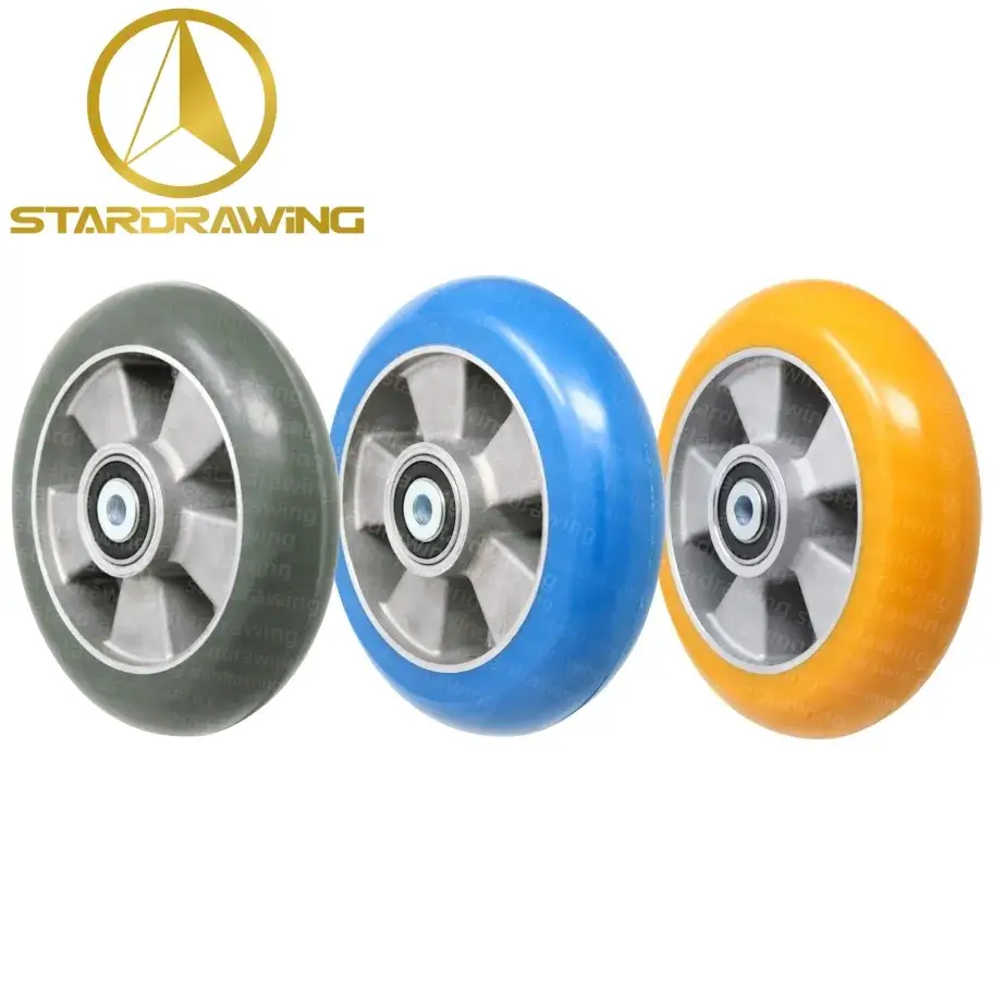 Bánh xe đúc Polyurethane với kích thước 4/5/6/8/10 Inch và 100/125/150/200/254 mm, vật liệu nhôm PU