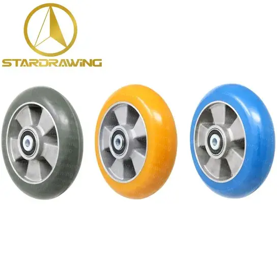Bánh xe đúc Polyurethane với kích thước 4/5/6/8/10 Inch và 100/125/150/200/254 mm, vật liệu nhôm PU